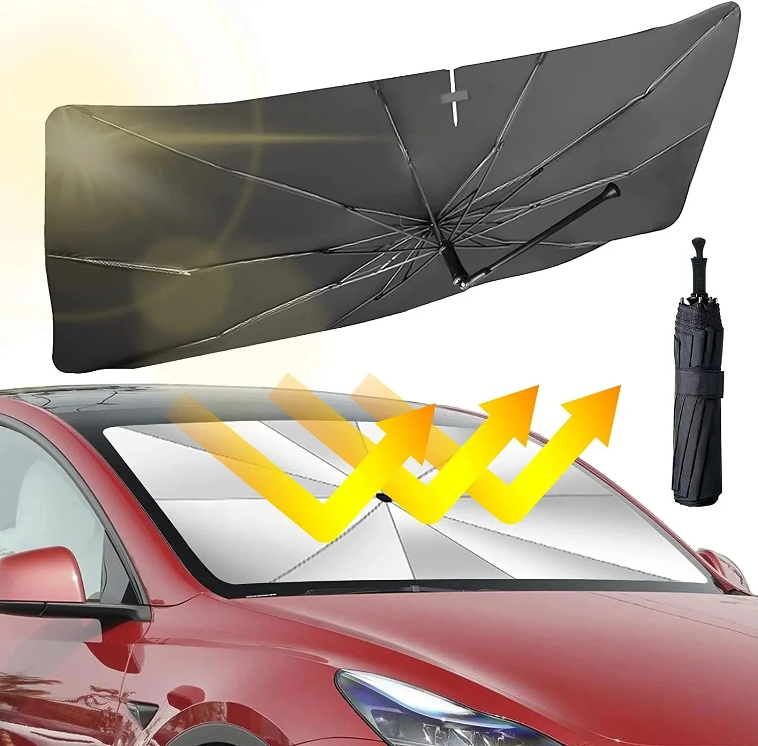 Multifunctional Titanium Silver Insulated Car Window Shade - Image 2