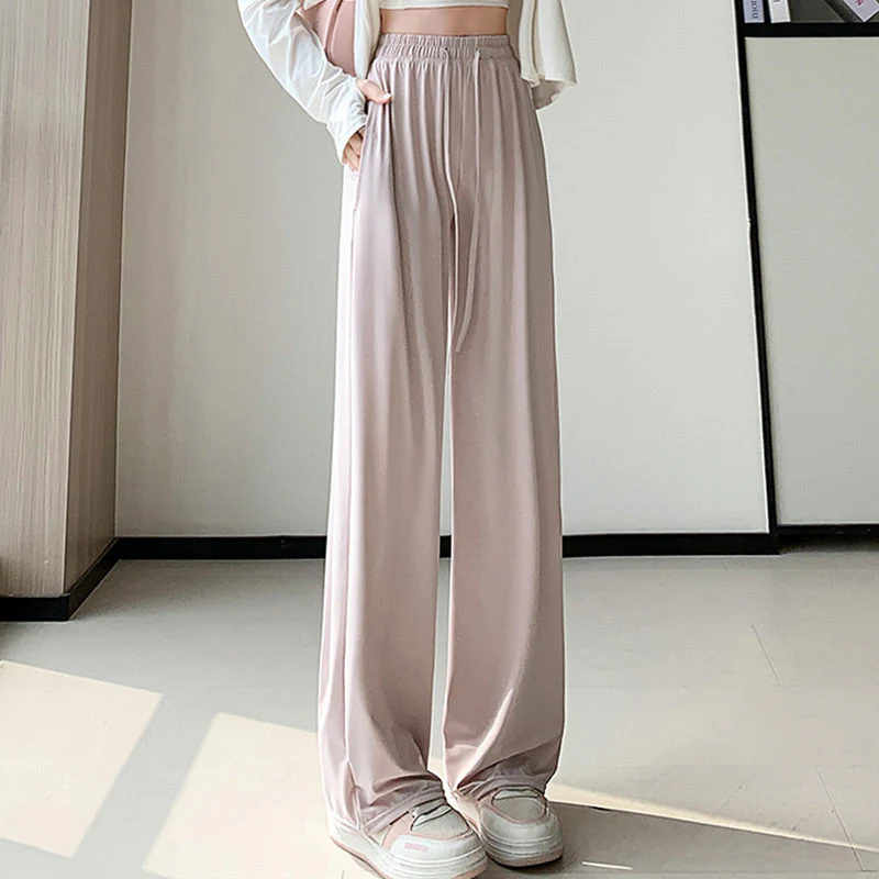 Casual Cool Feeling Drawstring Wide Leg Pants - Image 22