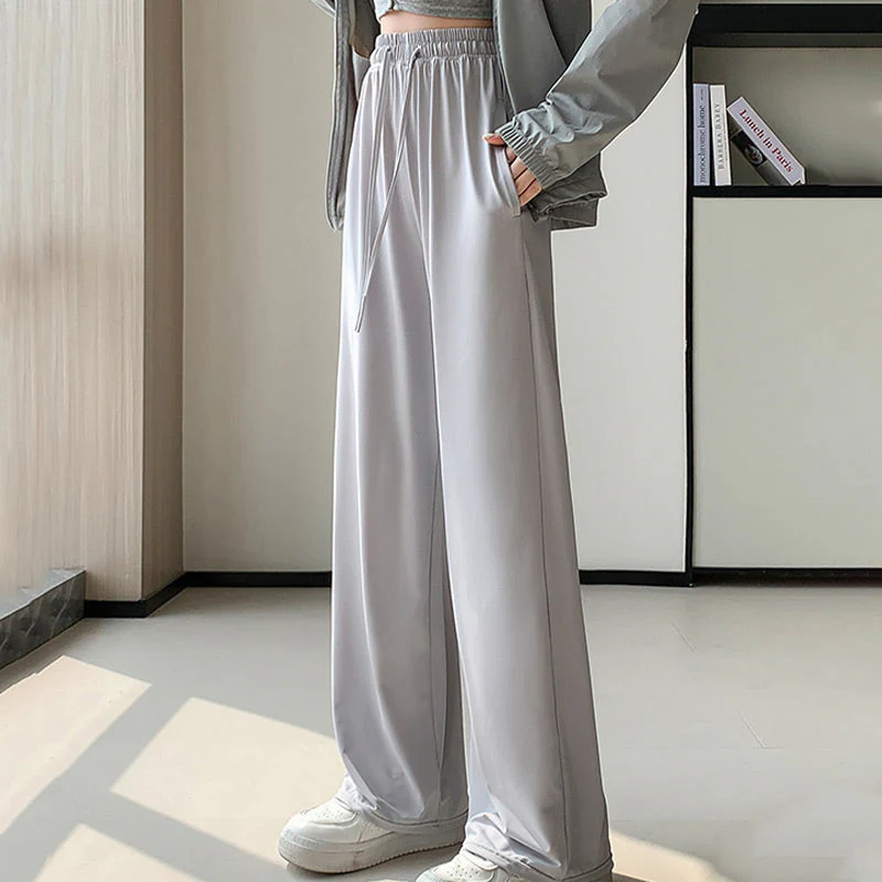 Casual Cool Feeling Drawstring Wide Leg Pants - Image 4