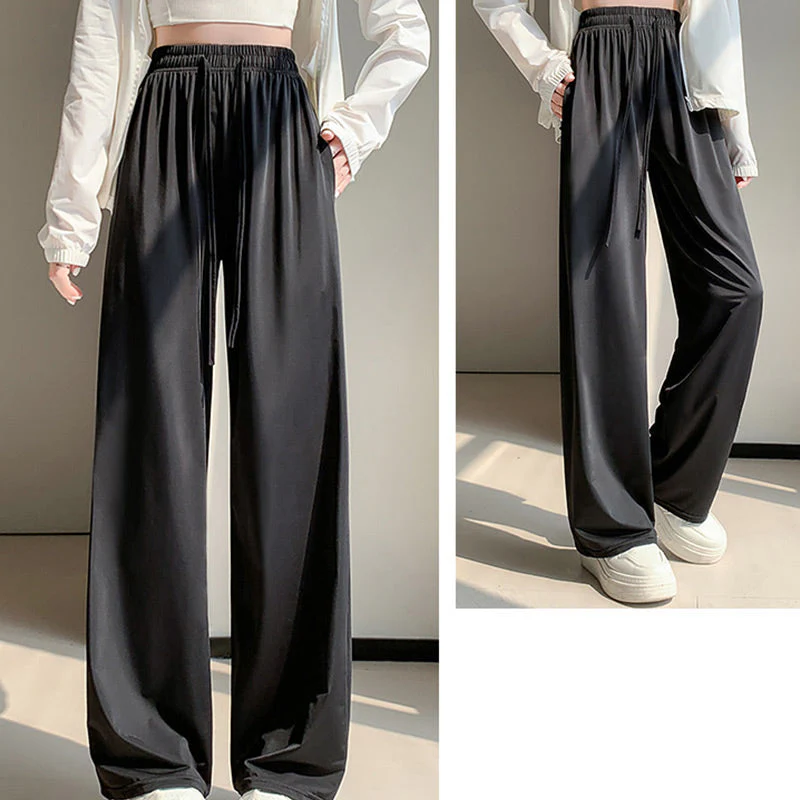 Casual Cool Feeling Drawstring Wide Leg Pants - Image 9