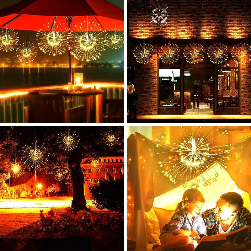 Christmas Firework LED Copper Wire String Lights - Image 3