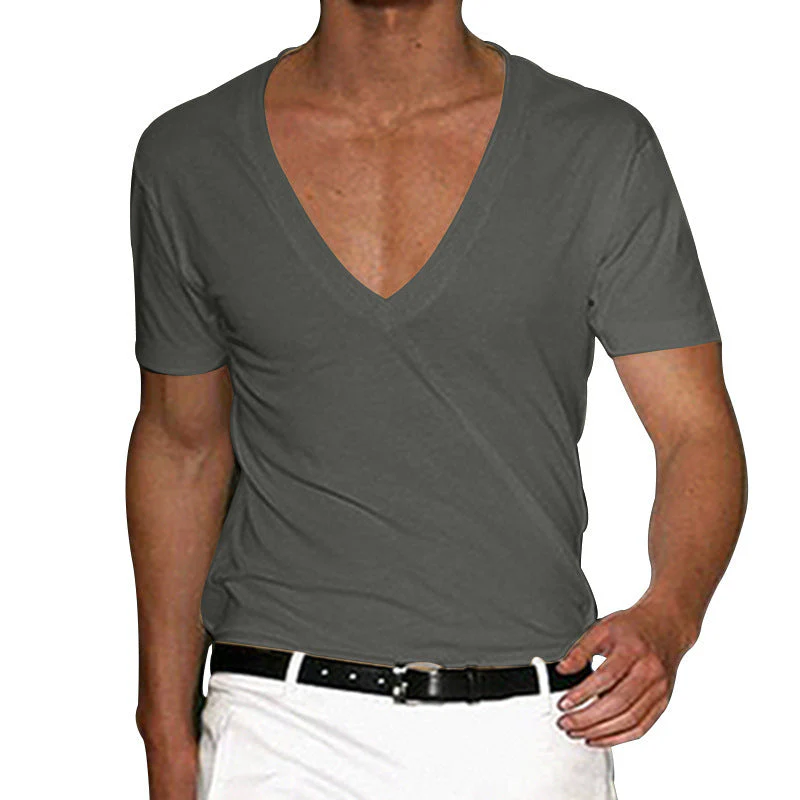 Classic Deep V-Neck T-Shirt for Plus Size Men - Image 6