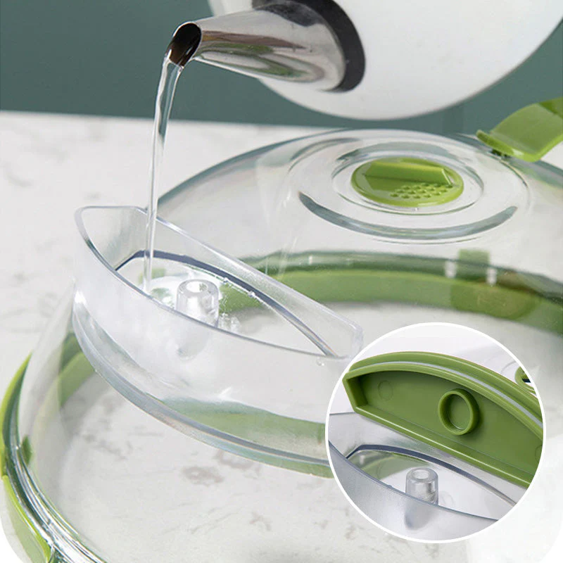 Clear Microwave Splatter Cover with Water Steamer and Handle - Image 3