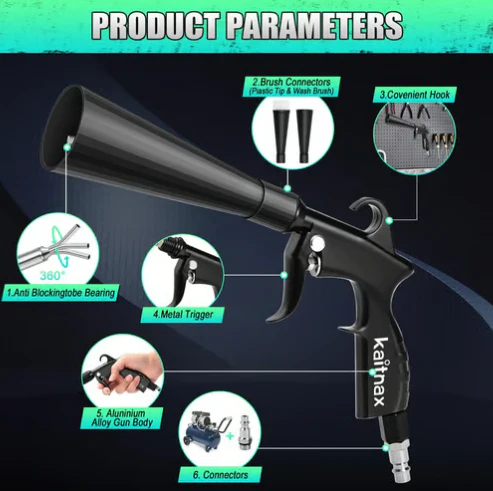 🔥Hot Sale🔥Air Blow Gun Car Interior Cleaning Gun High Pressure Car Detailing Cleaning Tool with Nozzle and Auto Detailing Dusting Brush - Image 4