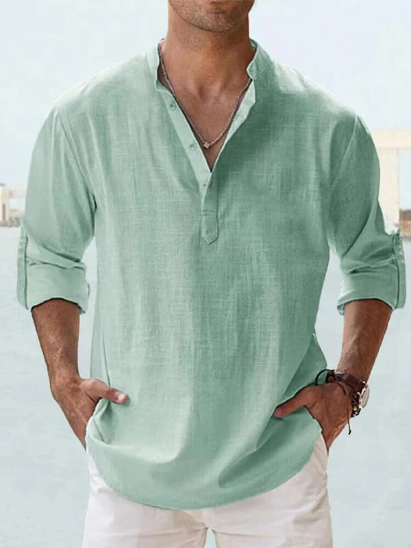 Men's linen casual long-sleeved shirt - Image 14