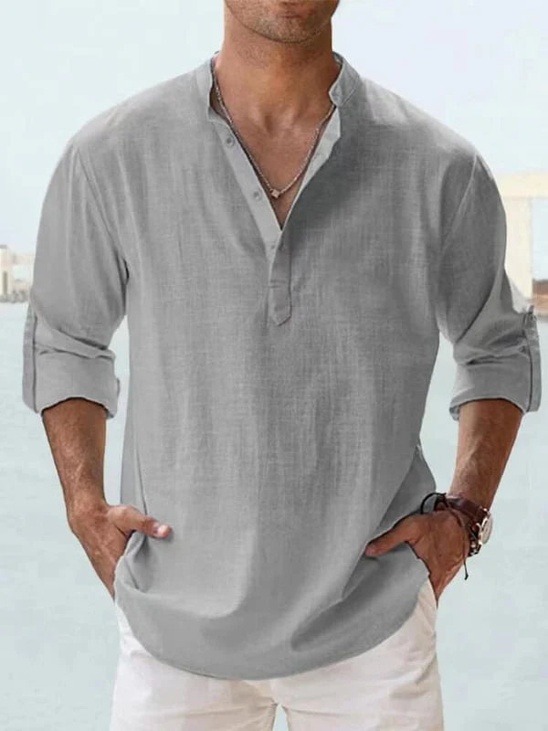 Men's linen casual long-sleeved shirt - Image 4