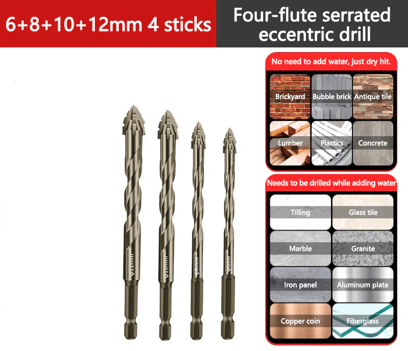 🔥Upgraded Eccentric Four-Flute Drill Bit for Ceramic, Glass, Marble, and Metal - Image 14