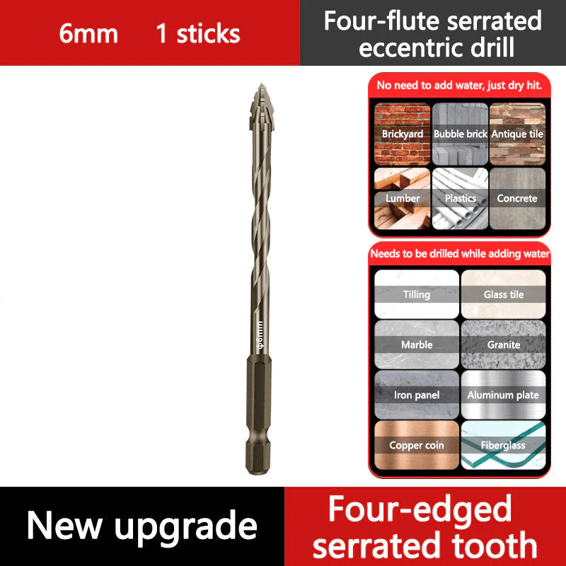 š„Hot Saleš„Upgraded Eccentric Four-Flute Drill Bit for Ceramic, Glass, Marble, and Metal - Image 10