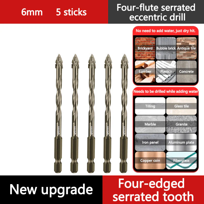 š„Hot Saleš„Upgraded Eccentric Four-Flute Drill Bit for Ceramic, Glass, Marble, and Metal - Image 3