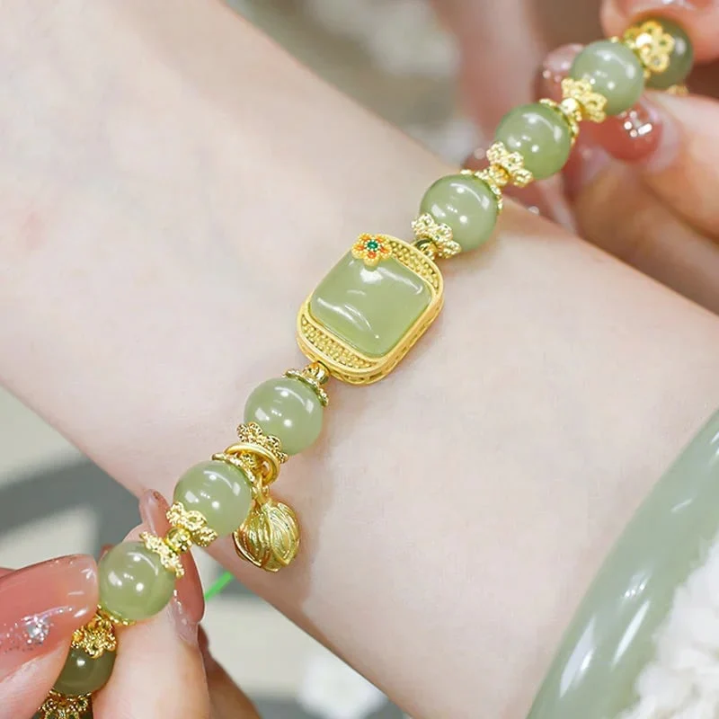 š„ HOT SALE š„Hotan Jade Beaded Bracelet - Image 4