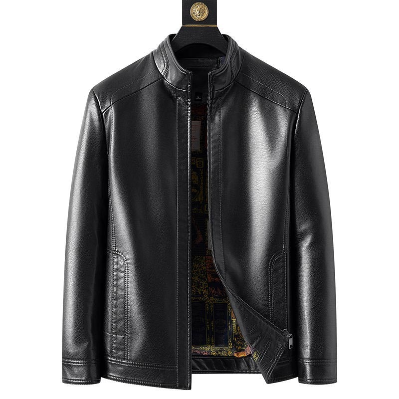 Men’s Warm Plush Lining Leather Jacket Coat - Image 12