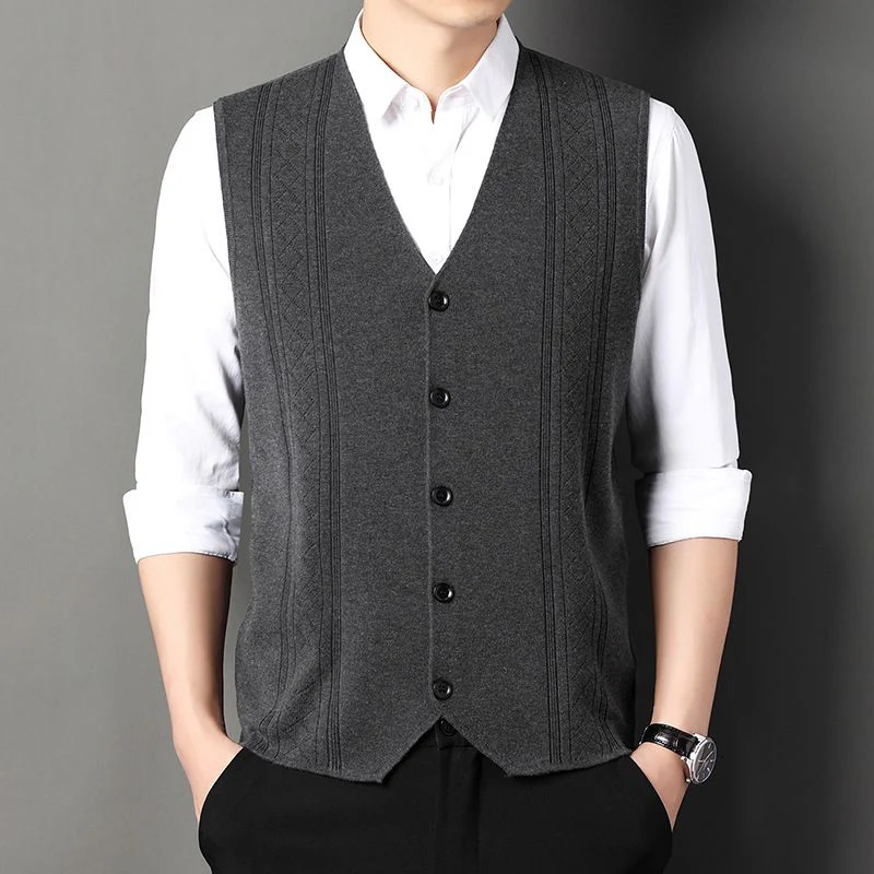 Men's Fashion Knitted Button Sweater Vest Business Match - Image 13