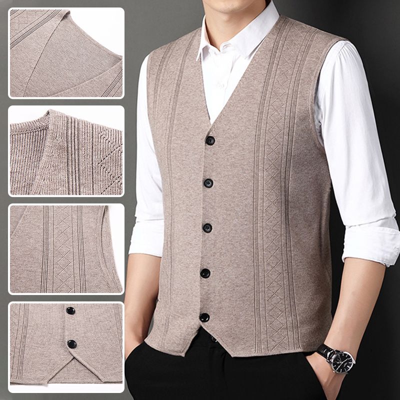 Men's Fashion Knitted Button Sweater Vest Business Match - Image 2
