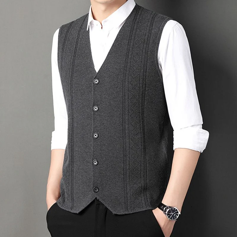 Men's Fashion Knitted Button Sweater Vest Business Match - Image 4