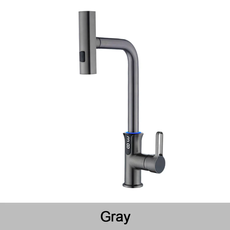 Multifunctional Pull Out Kitchen Sink Faucet with Digital Temperature Display - Image 11