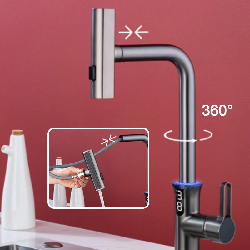 Multifunctional Pull Out Kitchen Sink Faucet with Digital Temperature Display - Image 3