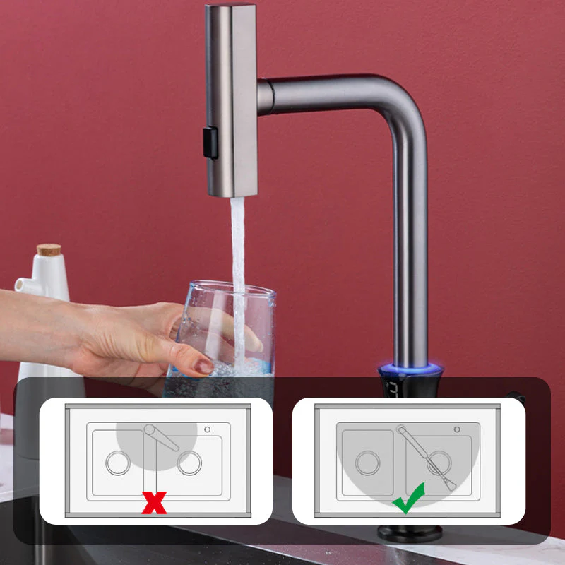 Multifunctional Pull Out Kitchen Sink Faucet with Digital Temperature Display - Image 6