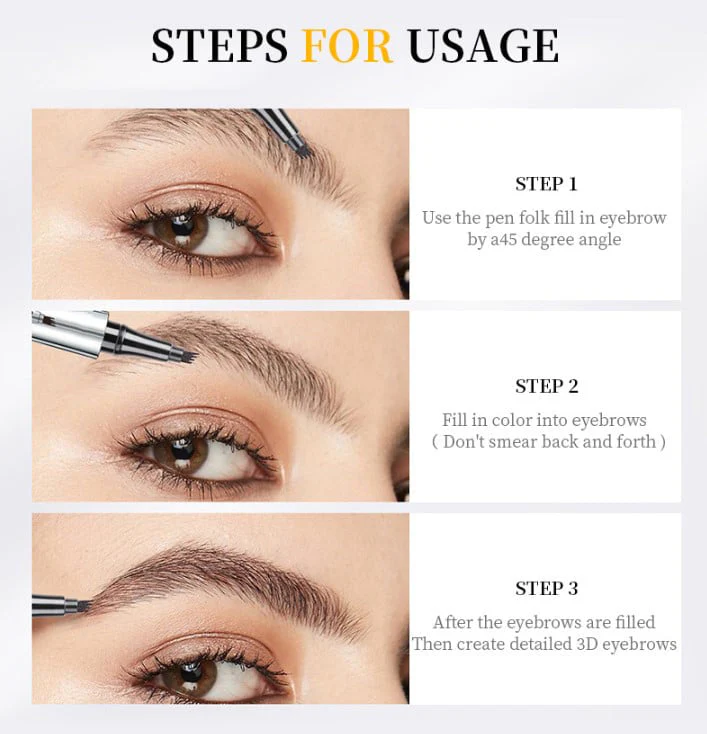3D Waterproof Microblading Eyebrow Pen 4 Fork Tip Tattoo Pencil - Image 6
