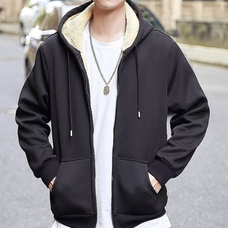 Men’s Thickened Faux Cashmere Hoodie Cardigan - Great Gift - Image 4