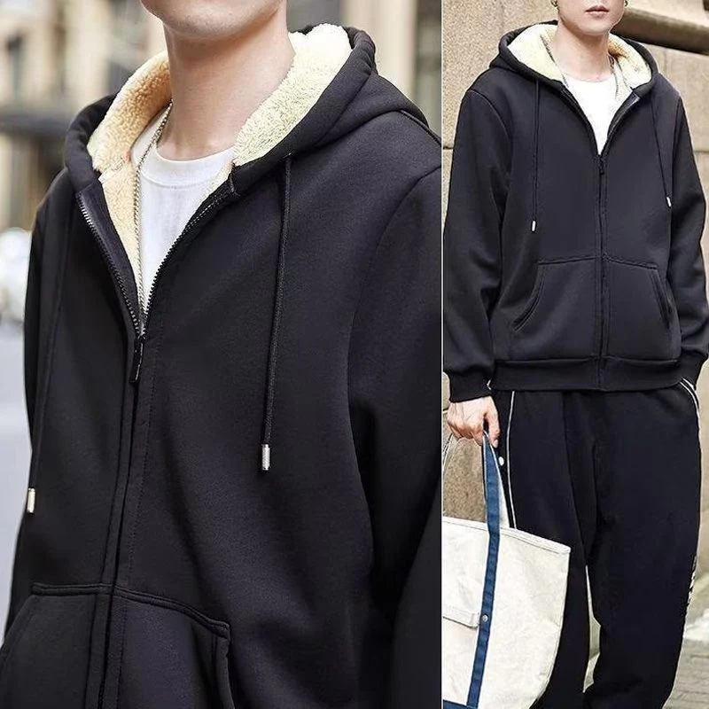 Men’s Thickened Faux Cashmere Hoodie Cardigan - Great Gift - Image 7