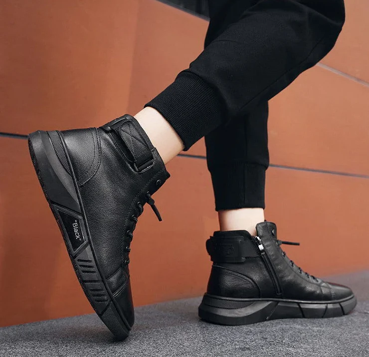 Black Warm Leather Boots - Image 5