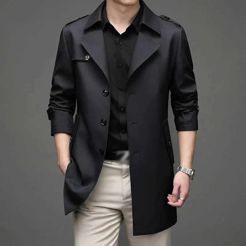 Mid-length Business Style Trench Coat - Image 7
