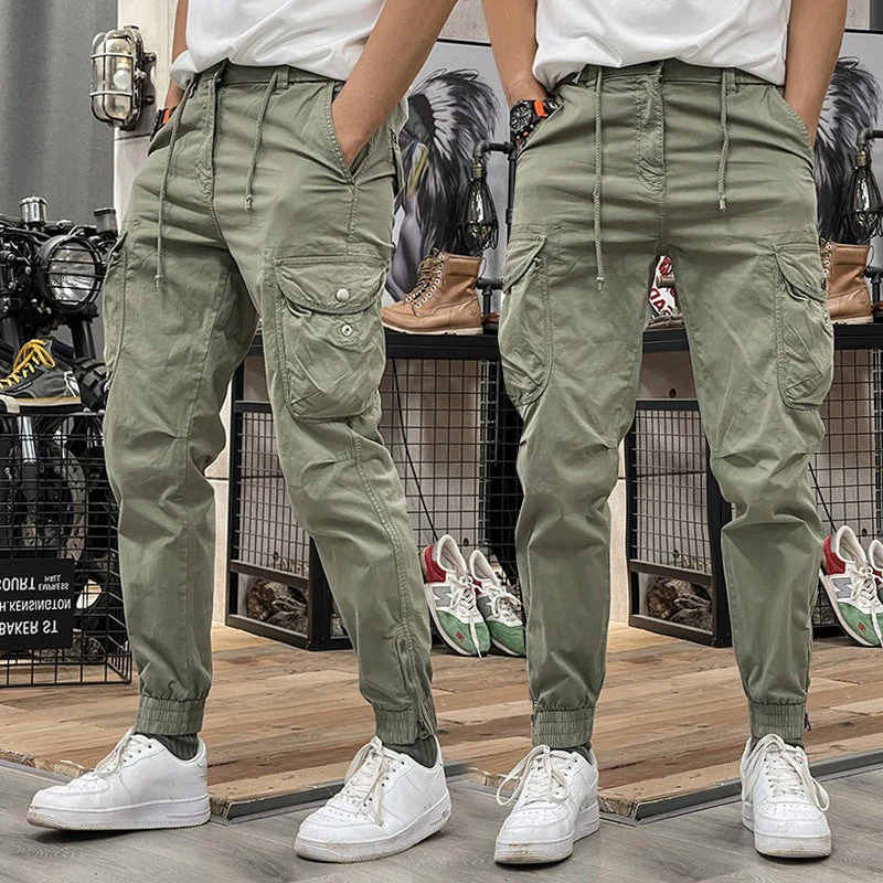 Men's Multi-Pockets Drawstring Elastic Waist Cargo Pants - Image 7