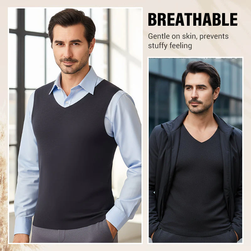 Men's Seamless Solid Color Thermal Vest - Image 3
