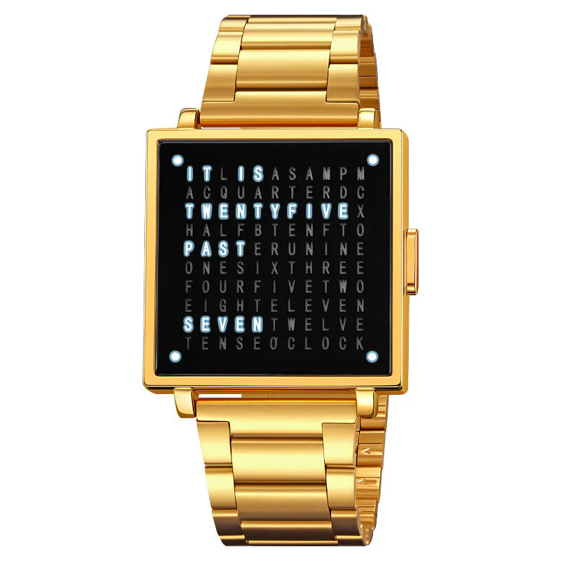 Men's Waterproof Square Electronic Watch with Steel Band - Image 9