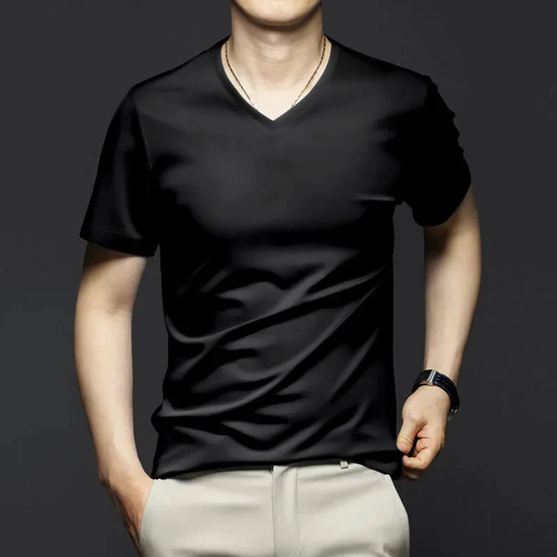 Men's Modal Short Sleeves V-Neck T-Shirt - Image 3