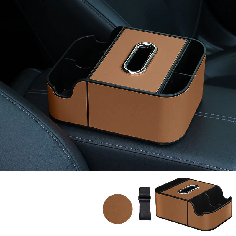 Multifunctional Car Armrest Organizer for Tissues & Drinks - Image 12