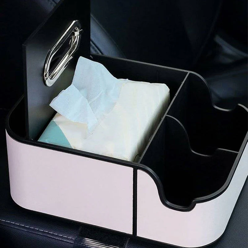 Multifunctional Car Armrest Organizer for Tissues & Drinks - Image 3