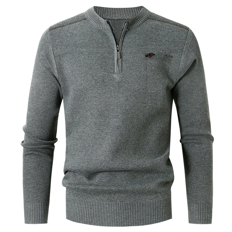 MEN'S CASUAL CREW NECK SWEATER SOLID COLOR AUTUMN AND WINTER INNER WEAR - Image 4