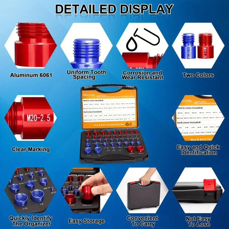 🔧📏 50% OFF! Nut & Bolt Thread Checker Kit – Military-Grade Precision for Internal & External Threads (Metric + Imperial) - Image 10