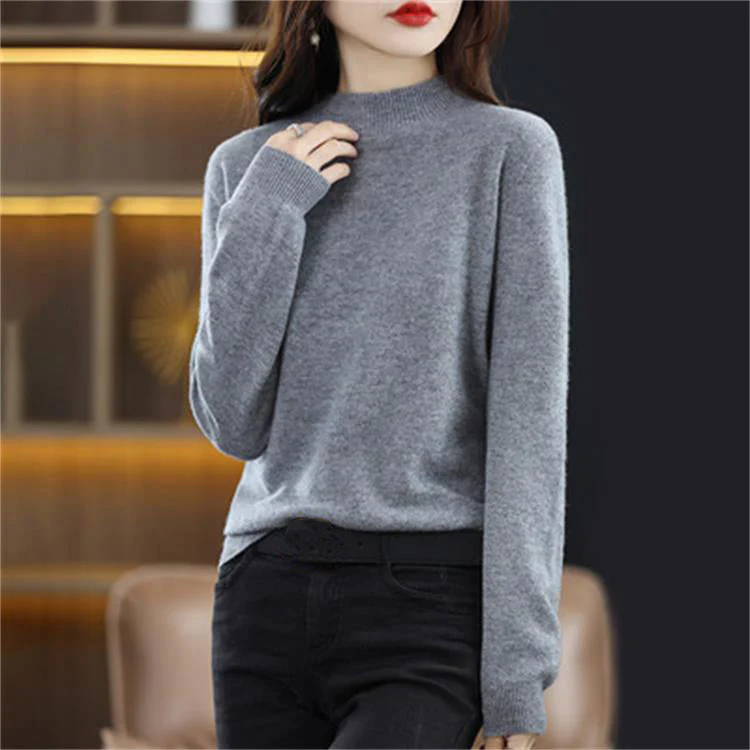 ☁️Skin Feeling 100% 🔥Women's Semi-High Neck Loose Bottom Knitting Sweater A/W - Image 4
