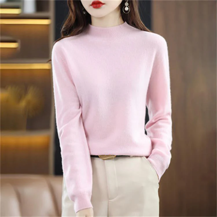 ☁️Skin Feeling 100% 🔥Women's Semi-High Neck Loose Bottom Knitting Sweater A/W - Image 5