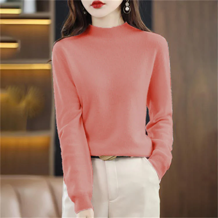 ☁️Skin Feeling 100% 🔥Women's Semi-High Neck Loose Bottom Knitting Sweater A/W - Image 7