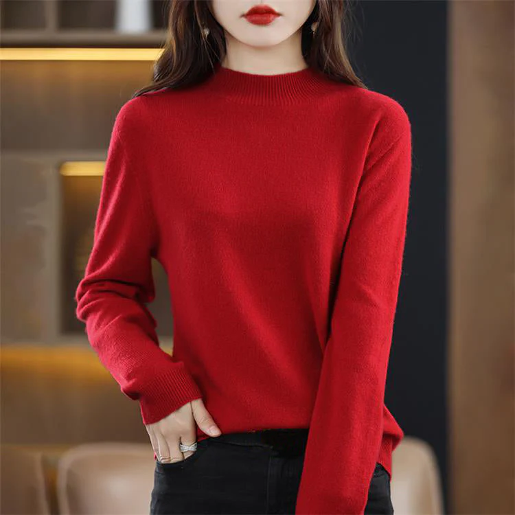 ☁️Skin Feeling 100% 🔥Women's Semi-High Neck Loose Bottom Knitting Sweater A/W - Image 9