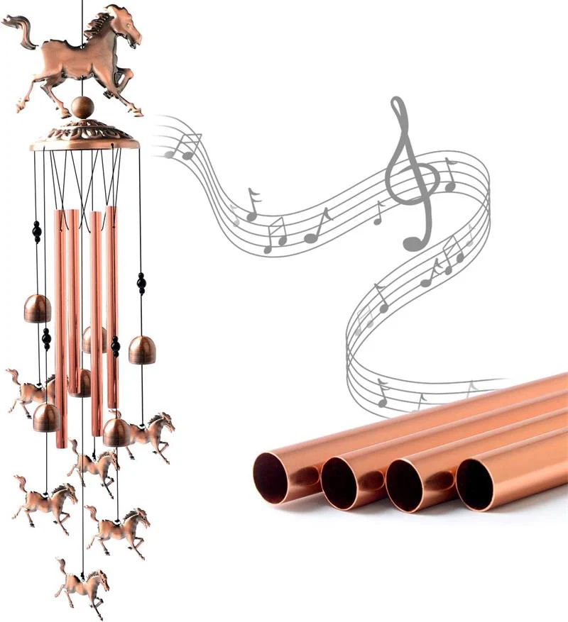 Pure hand-made Copper Horse wind chimes - Image 3