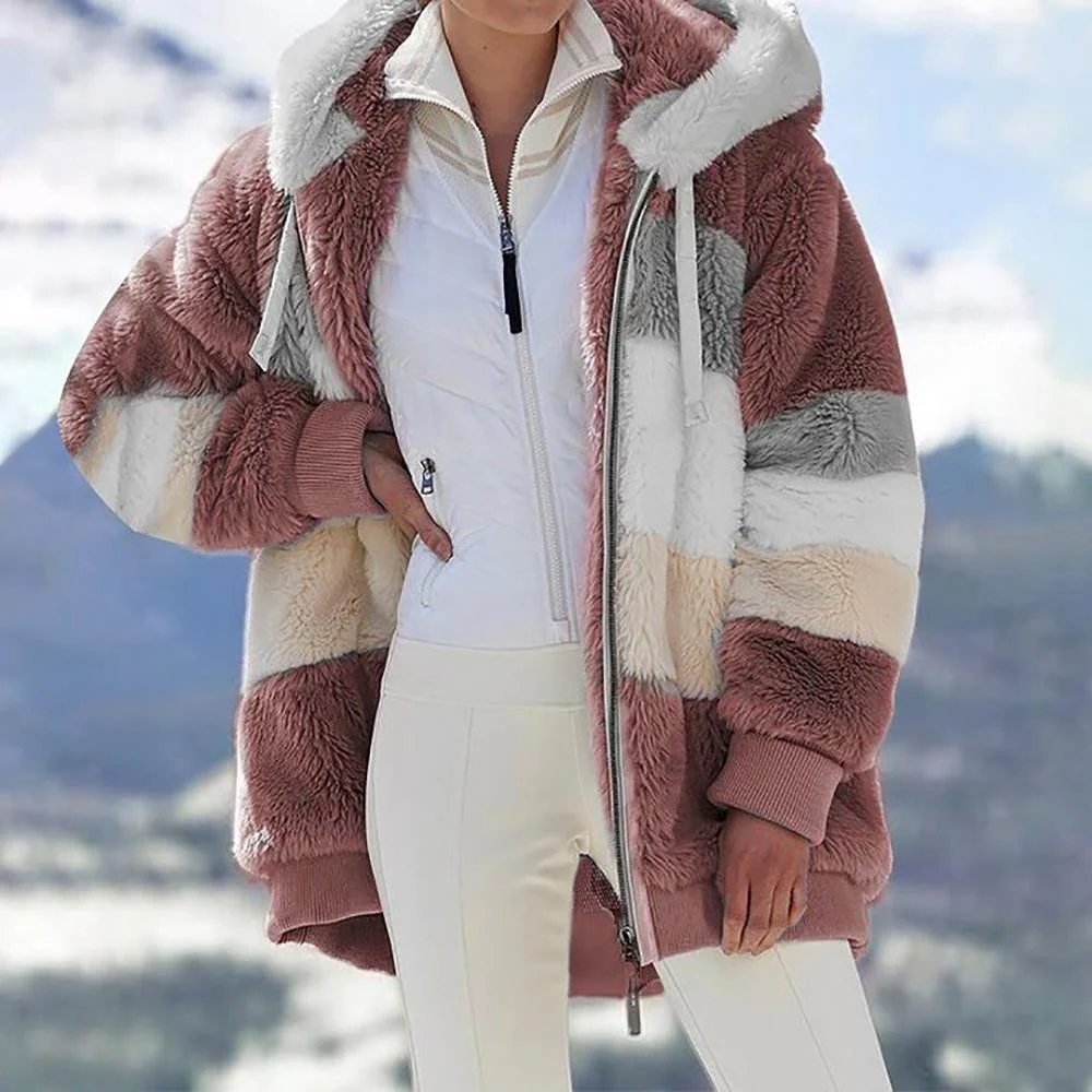 Rcontrasting Lamb Wool Padded Coat - Image 6