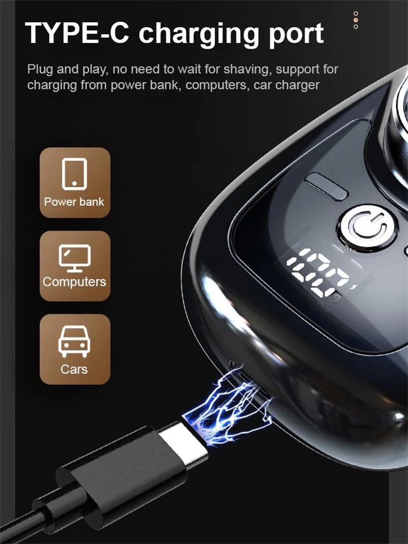 New Generation Three-blade Digital Display Electric Shaver With Original Stone - Image 4