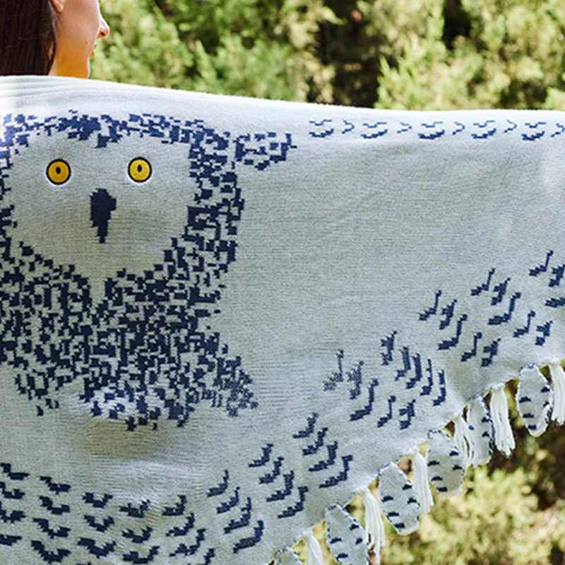 Retro Owl Knit Soft Warm Scarf Shawl - Image 6
