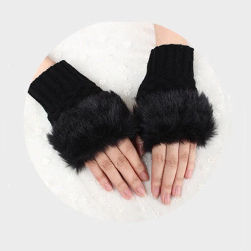Fuzzy Soft Knit Warm Fingerless Gloves - Image 12
