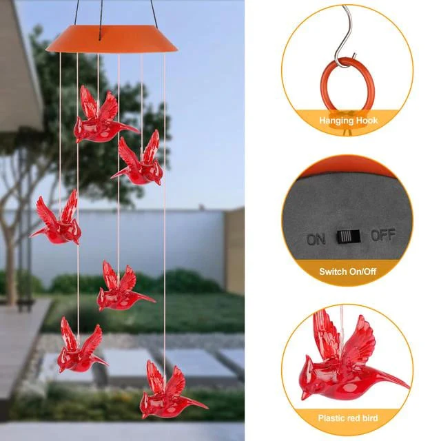 Solar Wind Chime Cardinal Light - Image 9