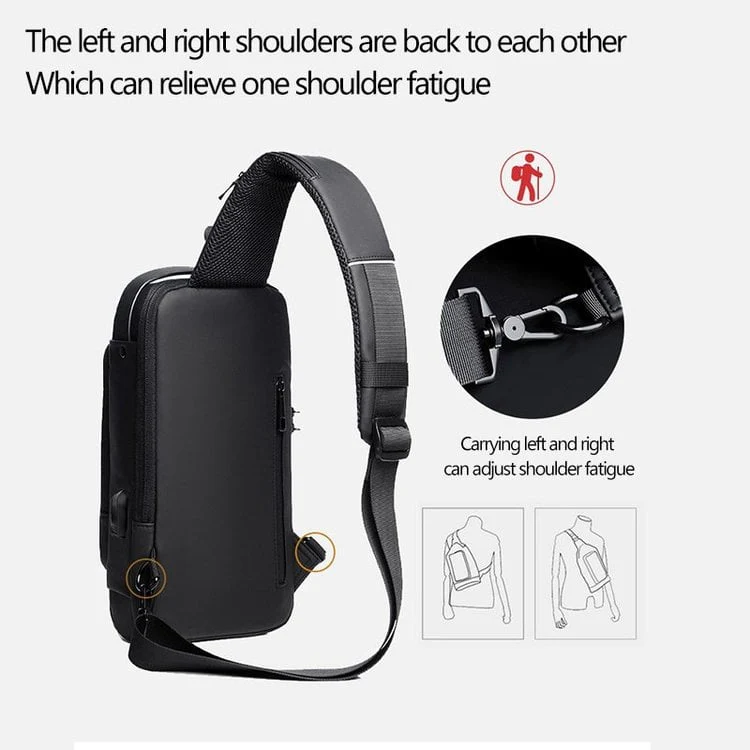 USB charging sport sling  Anti-theft shoulder bag - Image 8