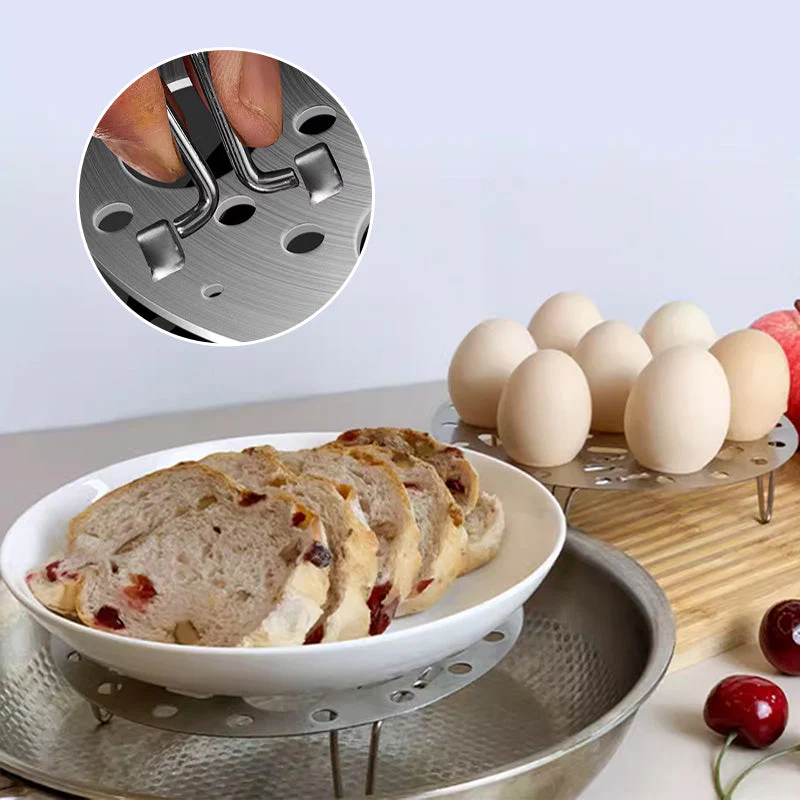 Silver Stainless Steel Steamer Rack with Stand for Cooking - Image 4