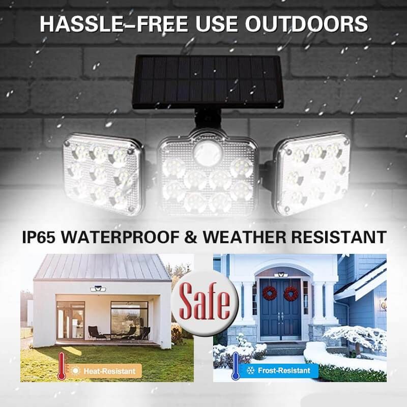 Triple Split LED Solar Powered Patio Body Sensor Wall Light - Image 5