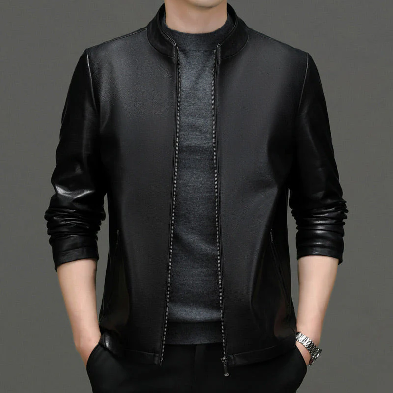 Men's Classic PU Leather Jacket with Zipper Front - Image 16