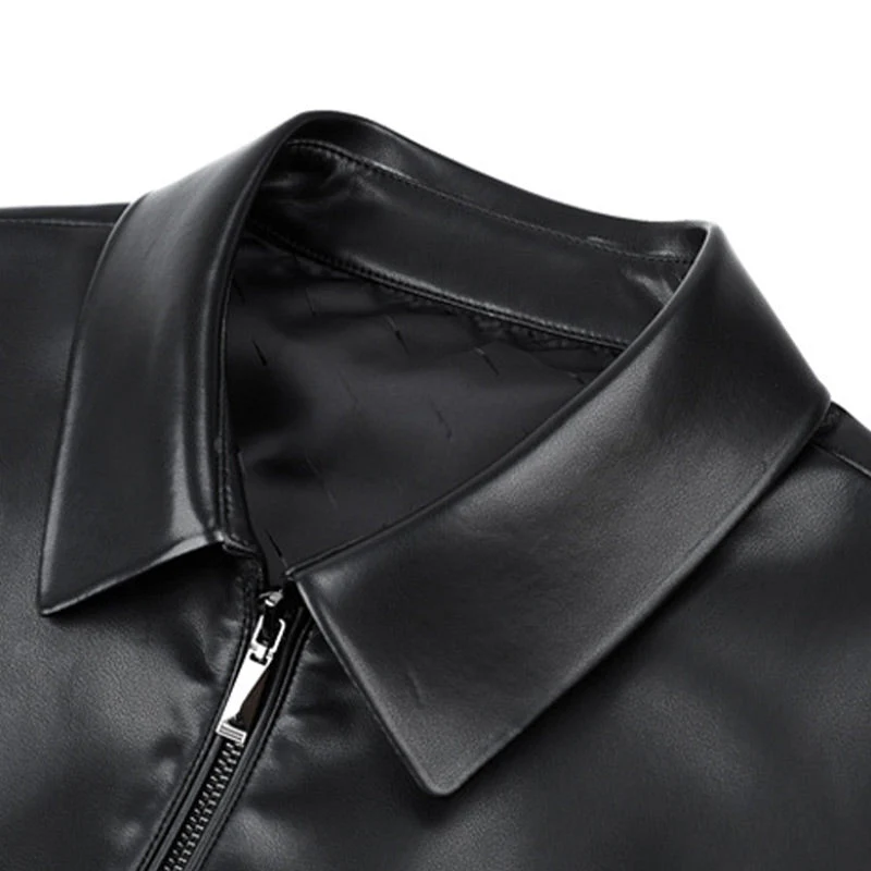 Men's Classic PU Leather Jacket with Zipper Front - Image 8