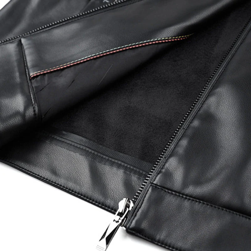 Men's Classic PU Leather Jacket with Zipper Front - Image 9